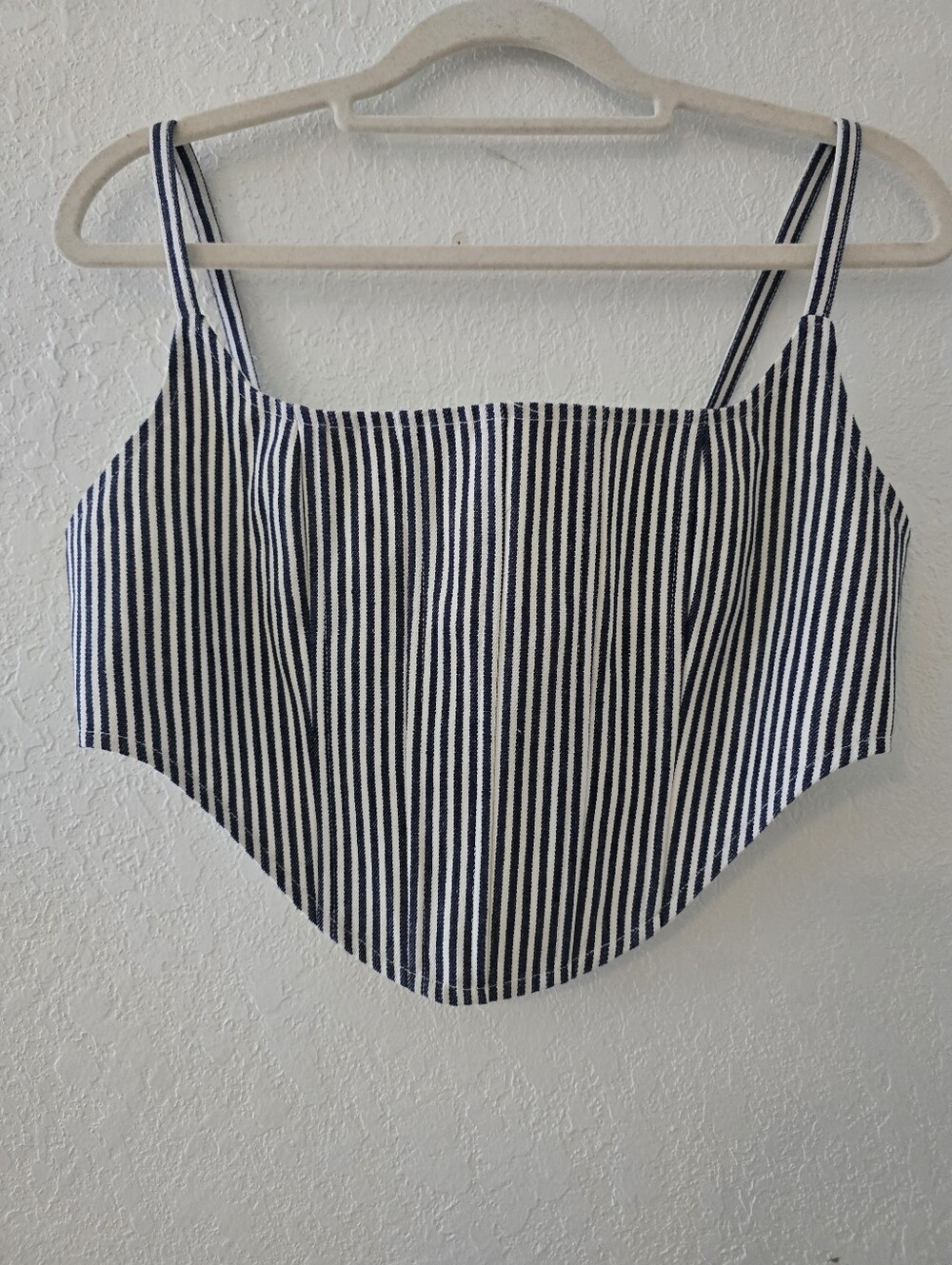 Lioness Navy and White Striped Square-Neck Corset Top